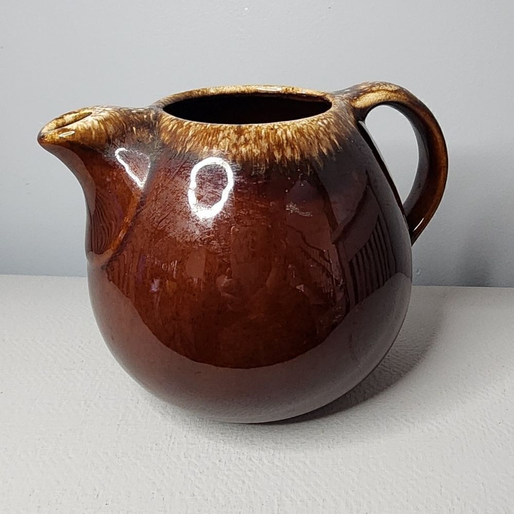 Vintage Hull Pottery USA Teapot Brown Drip Oven Proof